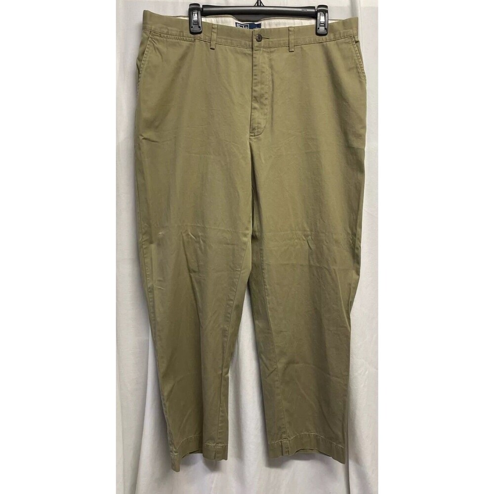 Polo Ralph Lauren Mens Size 38x30 Pants Khaki Beige Chino Classic Fit Flat Front